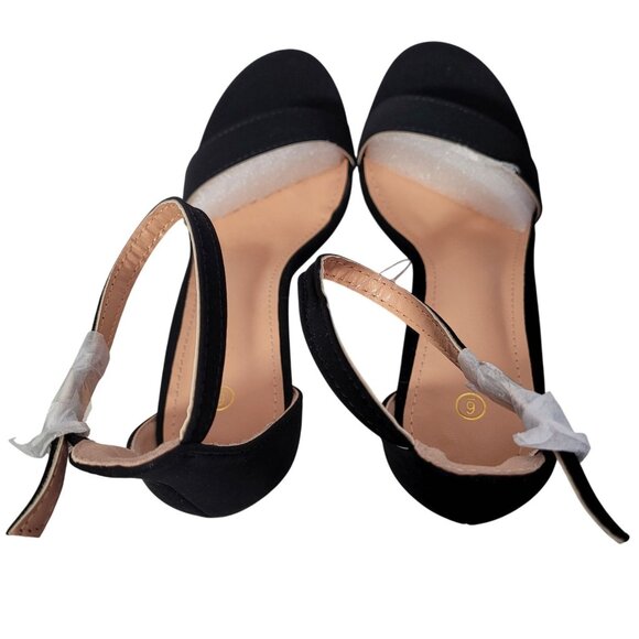 Women's Solid Color Black Suede Ankle Strap High Stiletto Heel Sandals Size 6 - Picture 7 of 13